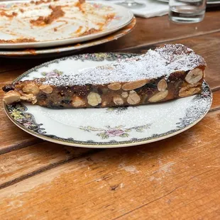 Dessert! I wish I remember what it was called but it was so good. Lots of nuts as you can see, figs also I believe.