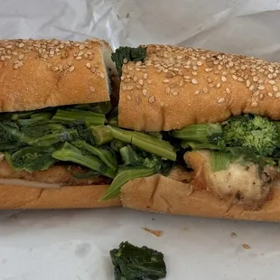 Chicken cutlet, broccoli rabe, mozzarella.