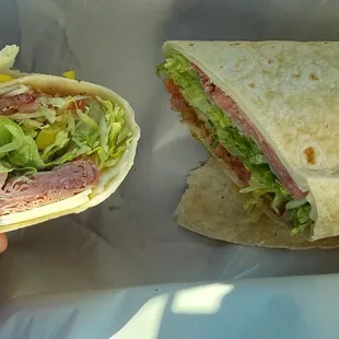 Italian hoagie in a wrap. Love that they provide this option.  Very good!