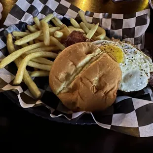 Breakfast Burger with Fries