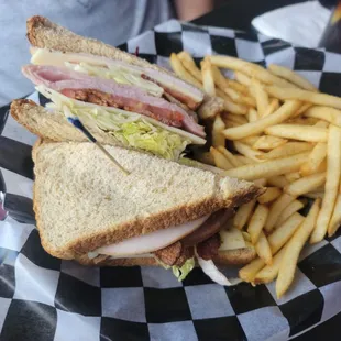 sandwich and fries
