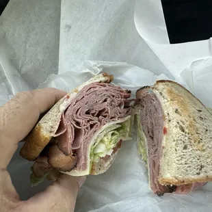 A toasted pastrami on rye.