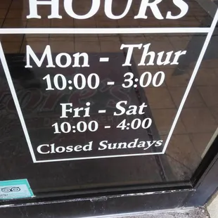 Very limited hours