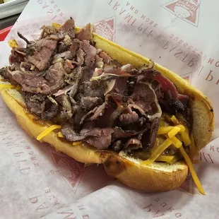 Chili Cheese dog with Pastrami