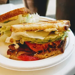 The summer BLT from Pastrami Zombie: house cured bacon with thick slabs of fresh, juicy heirloom tomatoes