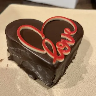 a heart shaped chocolate cake