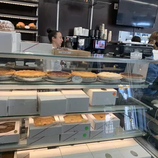 a display of pies and pastries