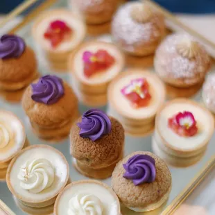 Cheesecake bites and cream puffs