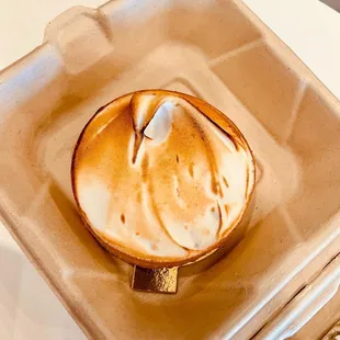 Yuzu meringue tart with almond shell