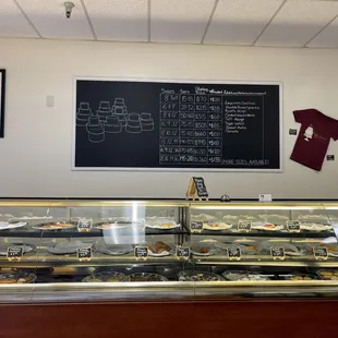 a display of pastries in a bakery