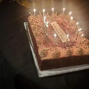 Half sheet chocolate mouse cake.