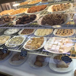 a variety of baked goods on display