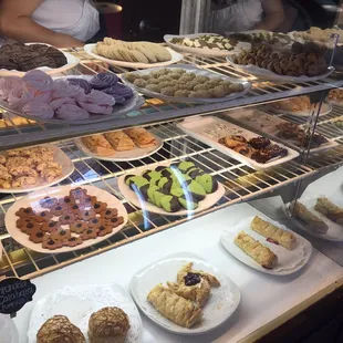 a variety of pastries on display
