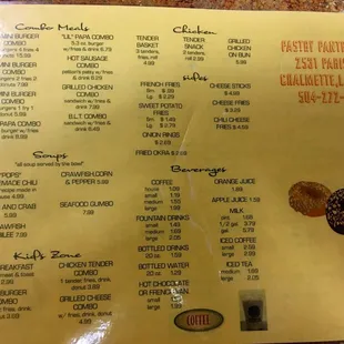 menu