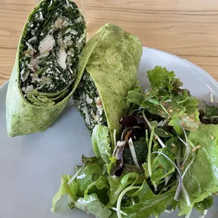 Caesar Salad Wrap with side salad
