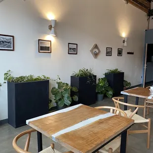 Cute tables and decor inside