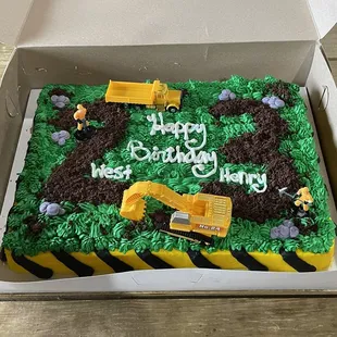 Construction cake with age numbers in Oreo dirt. Great tasting cake and amazing design.