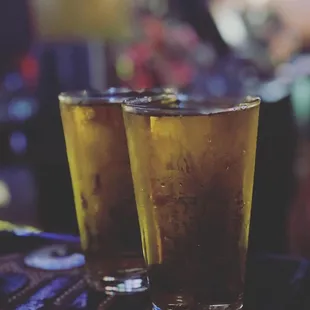 two glasses of beer