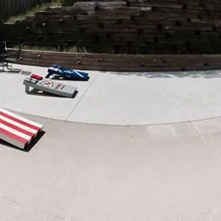 Our giant beer garden, equipped with bags boards!! Sign up for league play