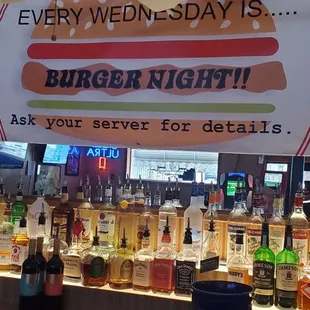 a burger night sign