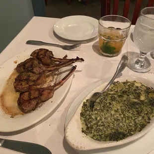Lamb chops and creamed spinach