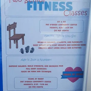 Seniors fitness classes