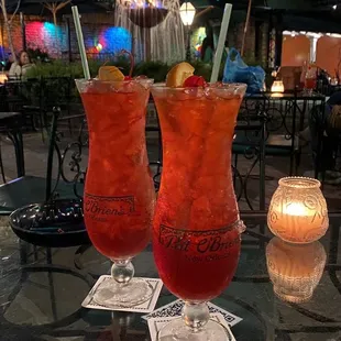 two cocktails on a table