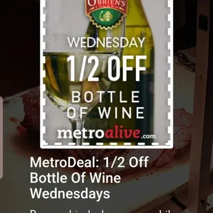 Wednesday special half off wine!