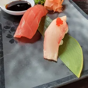 Two types tuna nigiri.