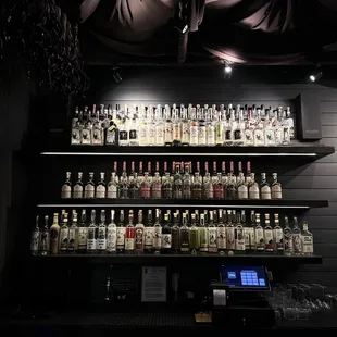 shelves of liquor