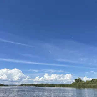 View of the lake from a kayak