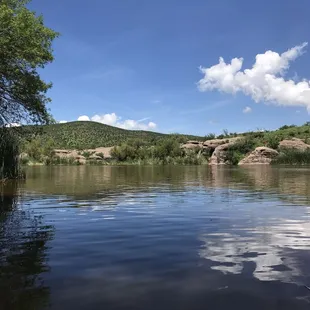 View of the lake from a kayak