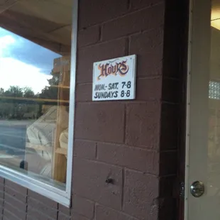 a sign in the window