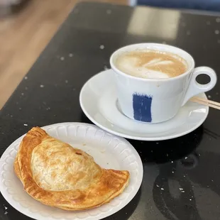 Ham &amp; Cheese Empanada and Latte