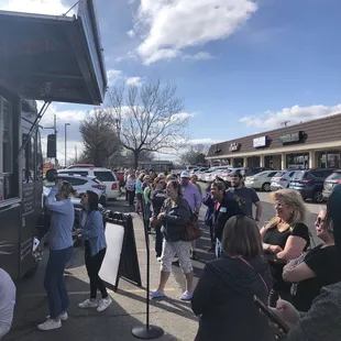 Patrons waiting in line 1 hour plus to eat yummy lobster