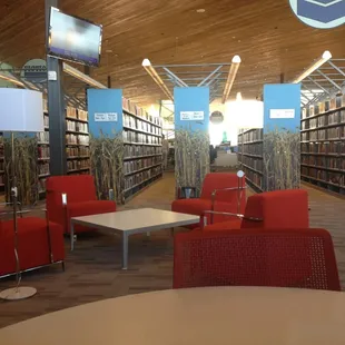 Tables and lounge chairs to read or study at!