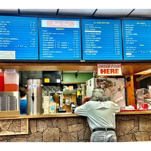 Wall Menu @Patio Beef  6022 N Broadway, Chicago, IL  Old Fashion Chicago American/Greek Fast Food.  Nice Fast Service Good Food. Cool.