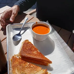 Grilled cheese w a side of homemade tomato soup