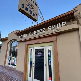 the entrance to patio coffee shop