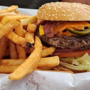 Spicy Jalapeño Burger &amp; Fries