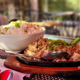 Garlic Rice and Sizzling Pork Sisig