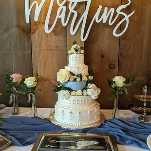a wedding cake on a table