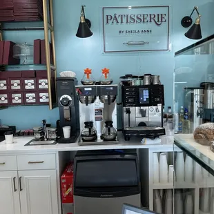 a coffee machine in a coffee shop