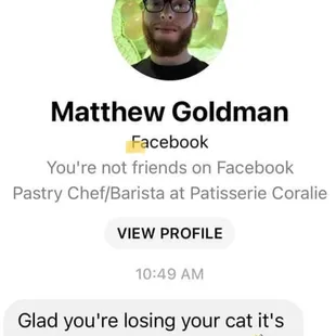 a text message from matthew goldman