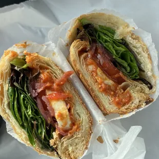 Veggie sandwich on a croissant