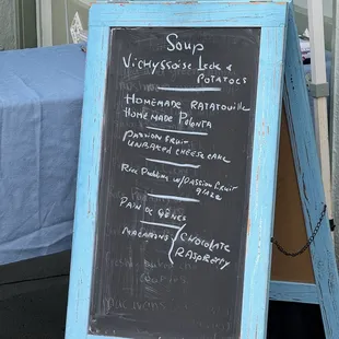 Sign with todays menu