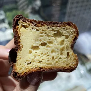 Interior of an excellent canelé