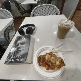 Ham and cheese croissant &amp; iced latte