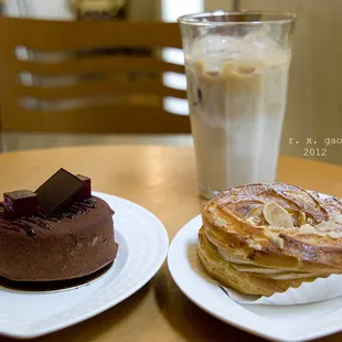 Flourless chocolate cake with raspberry jam &amp; jelly; hazelnut pastry.
