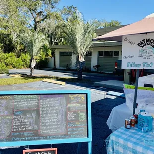 a table with a menu